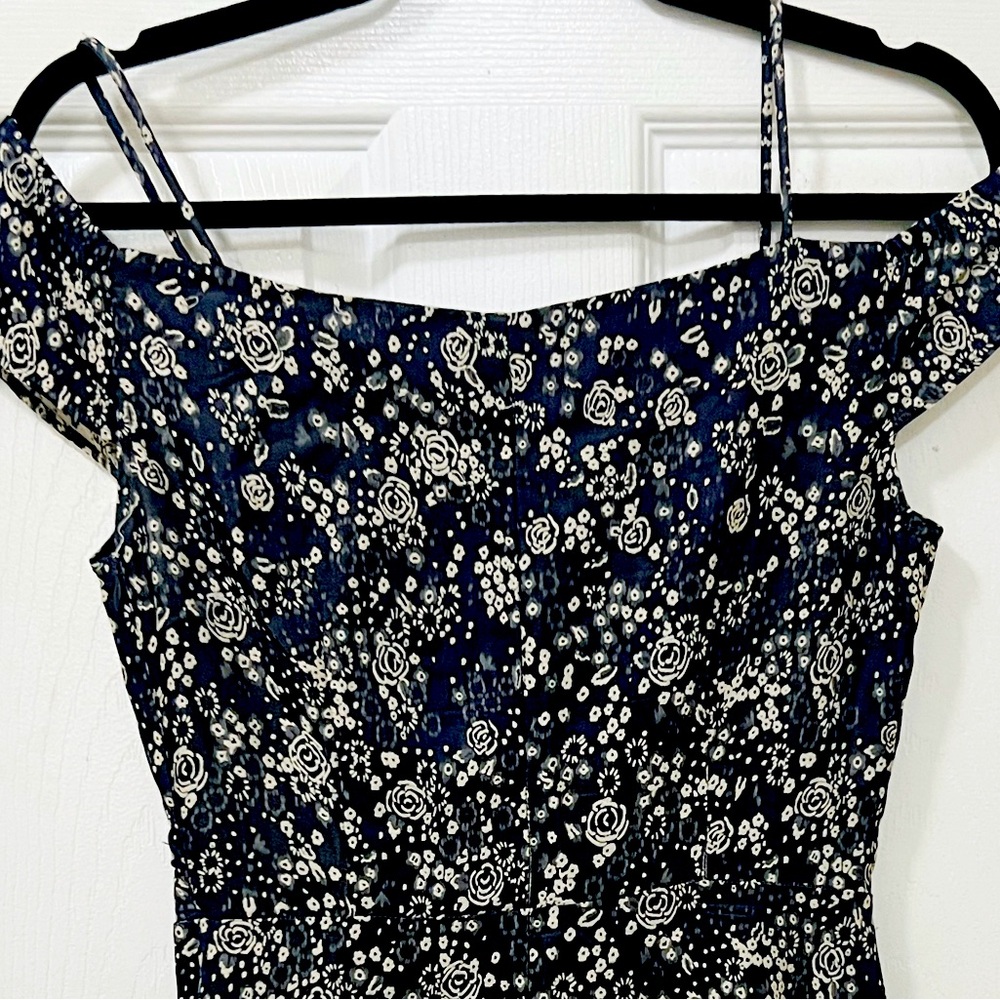 ZARA Vintage Black Floral Off Shoulder Dress Size small - Picture 4 of 6